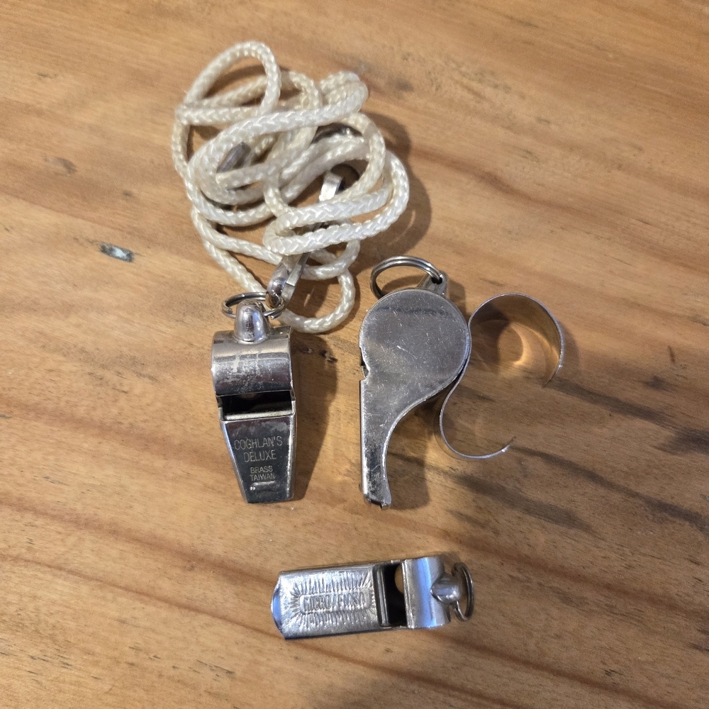 Lot Of 3 Vintage Metal Whistles